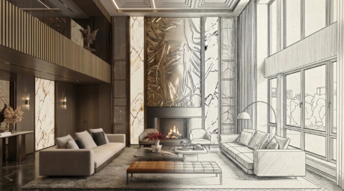 Yarı render yarı çizim geçiş görseli