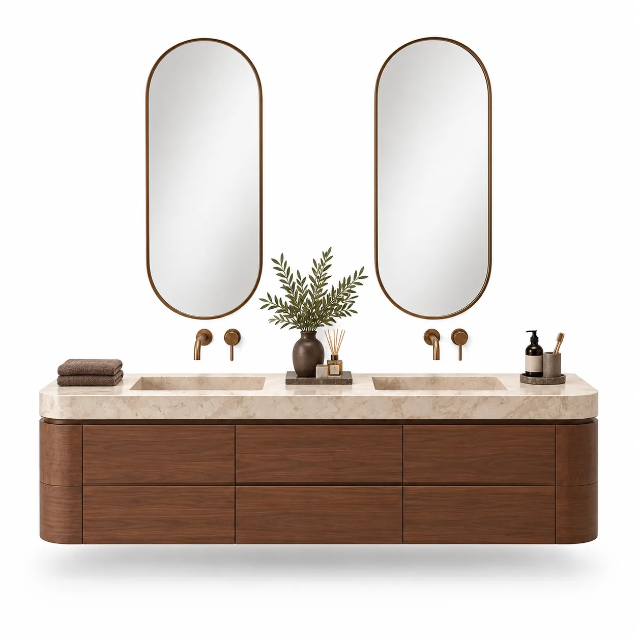 Puglia Ebeveyn Lavabo Dolabı — Puglia koleksiyonu, banyo dolapları & aynalar | Varalli Interior özel üretim (1. açı)