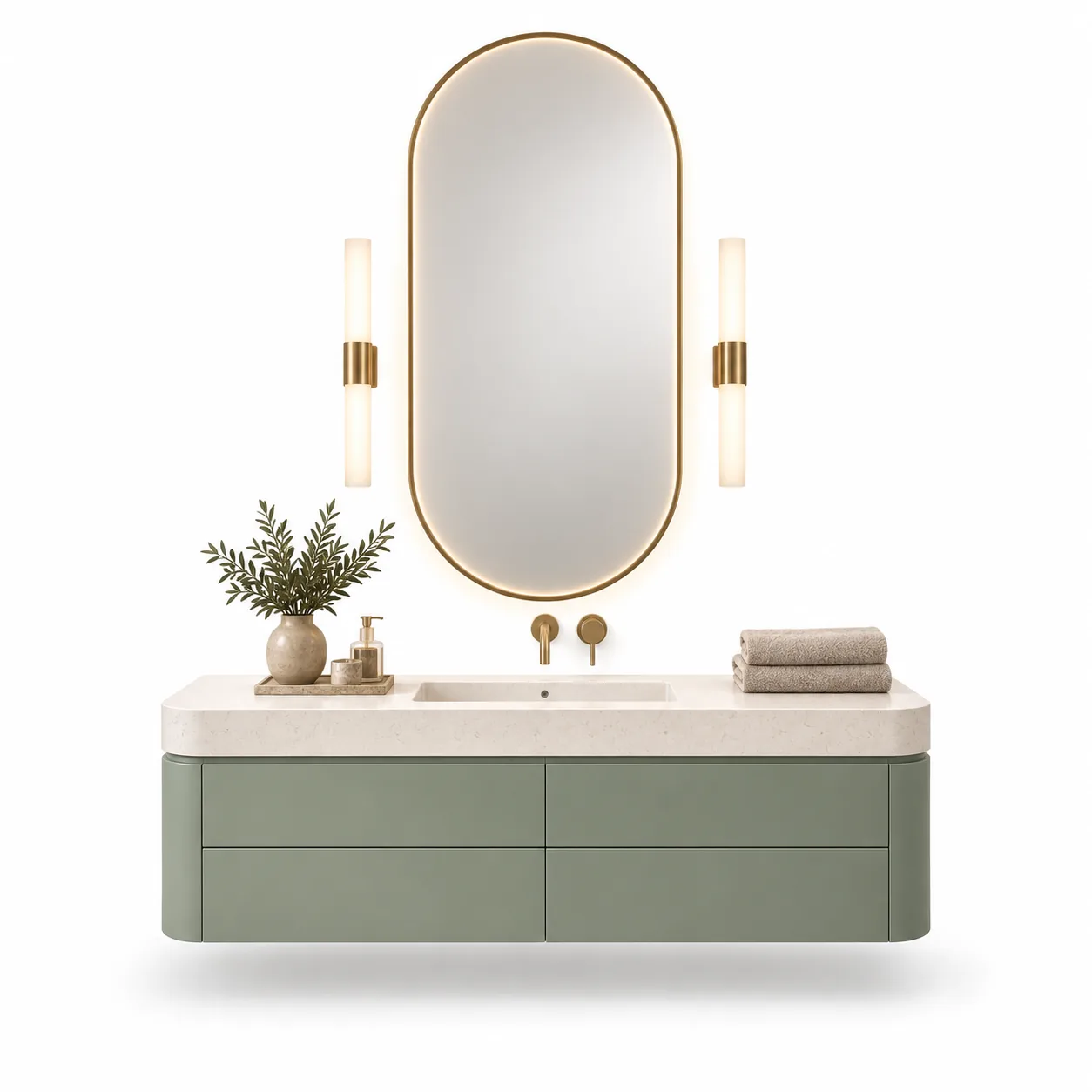 Puglia Ortak Lavabo Dolabı — Puglia koleksiyonu, banyo dolapları & aynalar | Varalli Interior özel üretim (1. açı)